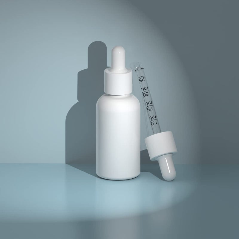 seafulee 1oz White Coated Eye Glass Dropper Bottles (30ML) with White Cap and Pipettes  UV Safe Bottles for Essential Oils and Aromatherapy (Pack of 6) - Image 4